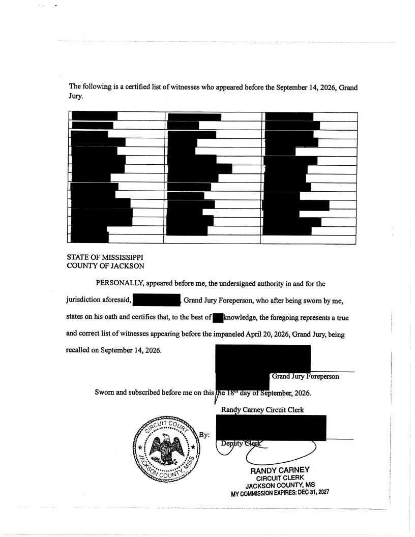 Certified witness-list page from the district attorney's September 18 release