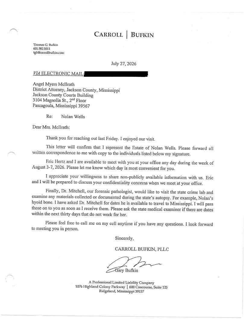 Released correspondence · page 1 from the district attorney's September 18 release