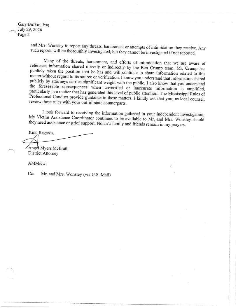 Released correspondence · page 3 from the district attorney's September 18 release
